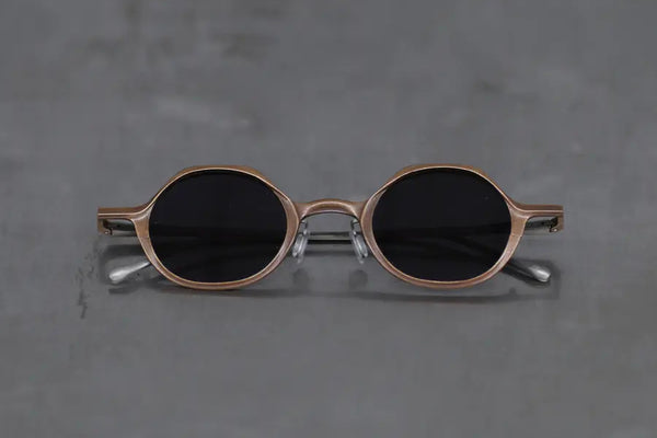 Rigards Polygonal High Degree Handmade Copper Eyeglasses RG0128CU Series Collection RG-RG0128CU-HWLSH Red Textured Dark Gray Lenses